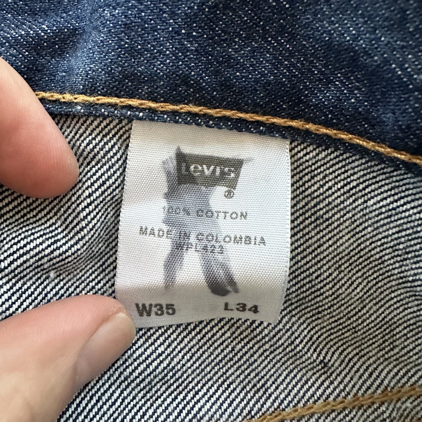 Vintage Y2K 90s Levis 501 XX Button Fly Dark Wash 35x34 Jeans Act 33x30