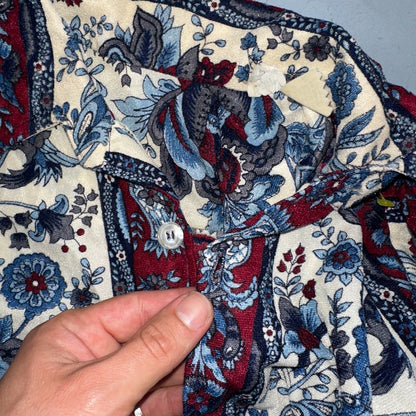 VTG 70s Disco Shirt Men’s Size Small Original 1970s Paisley Floral Rockabilly