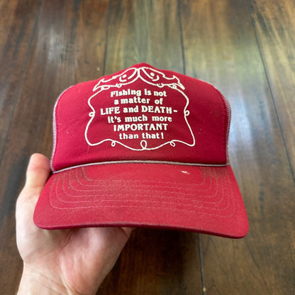 Fishing Funny Can't Live Without Humor Vintage Hat Cap Snapback 80s Hunting Men