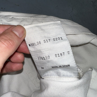 Levis 501 Vintage 90s XX Straight Jeans White Bleached 36x36 Act 30x28 Altered