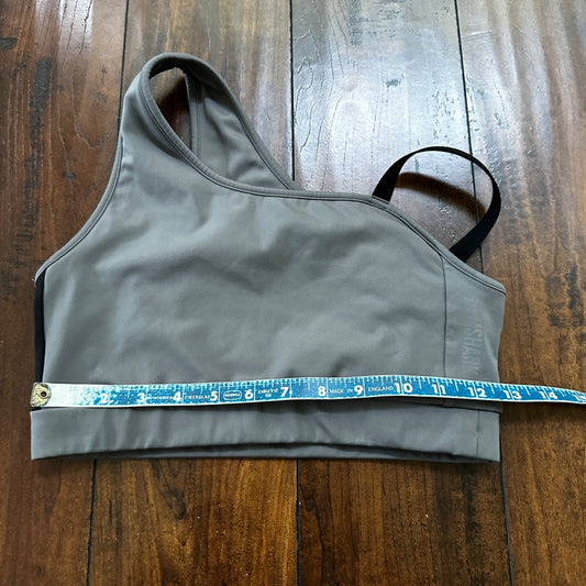 Gymshark Asymmetric Sports Bra Smokey Gray Black Light Support Size S No Pads