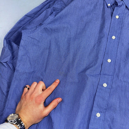 Ralph Lauren Polo VTG Button Down Shirt Men's L Blue Plaid Blake Two-Ply