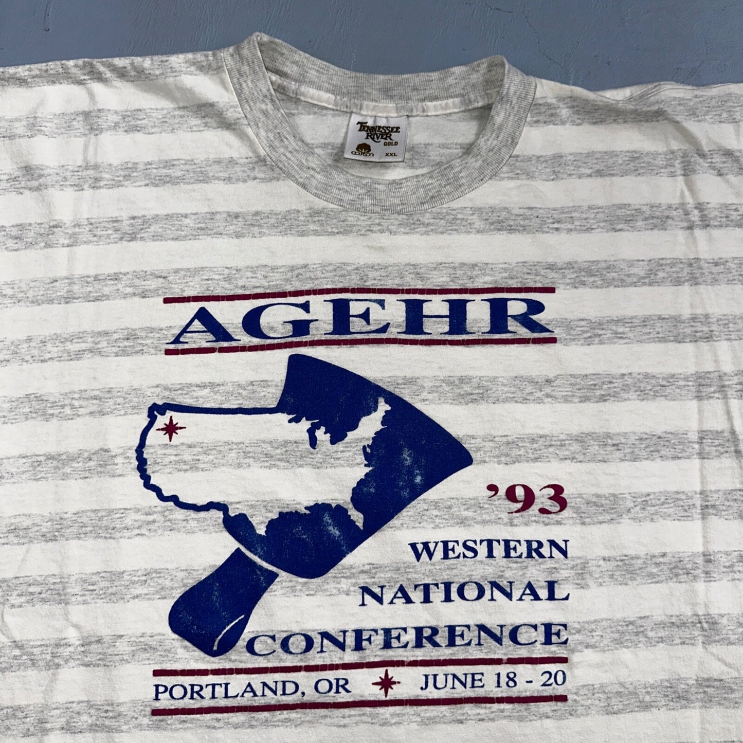 AGEHR 1993 Single Stitch VTG T Shirt Portland Oregon PDX June 18 20 Striped Rap