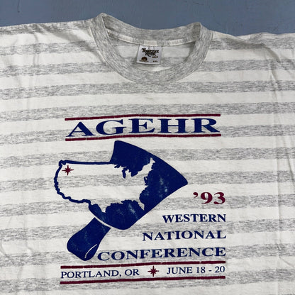 AGEHR 1993 Single Stitch VTG T Shirt Portland Oregon PDX June 18 20 Striped Rap