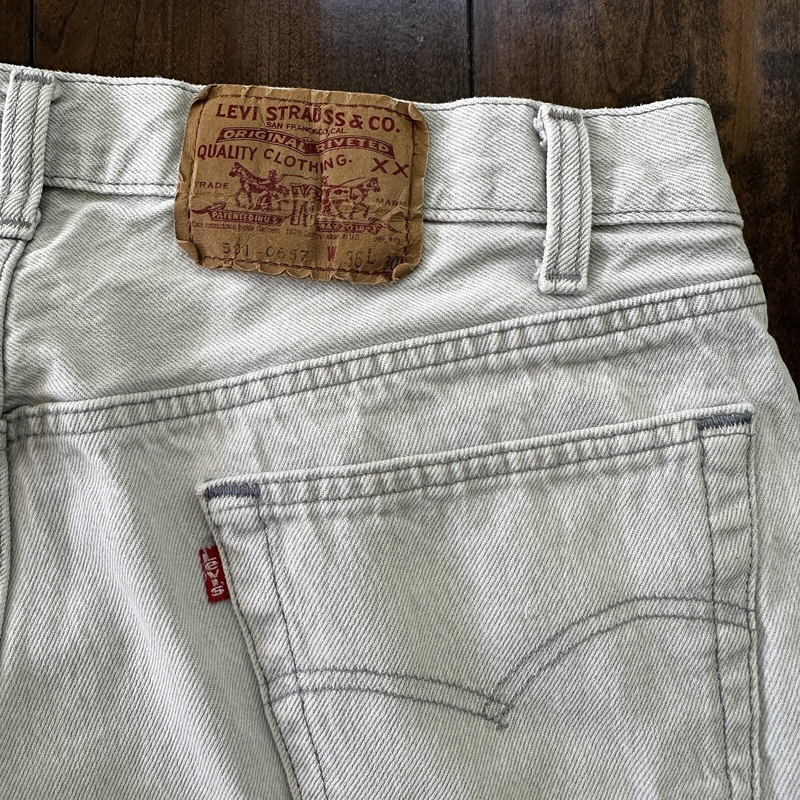 Vintage 90s Levis 501 USA 36x30 Tag Jeans 80s Blue Light Bleach Wash Act 32x29