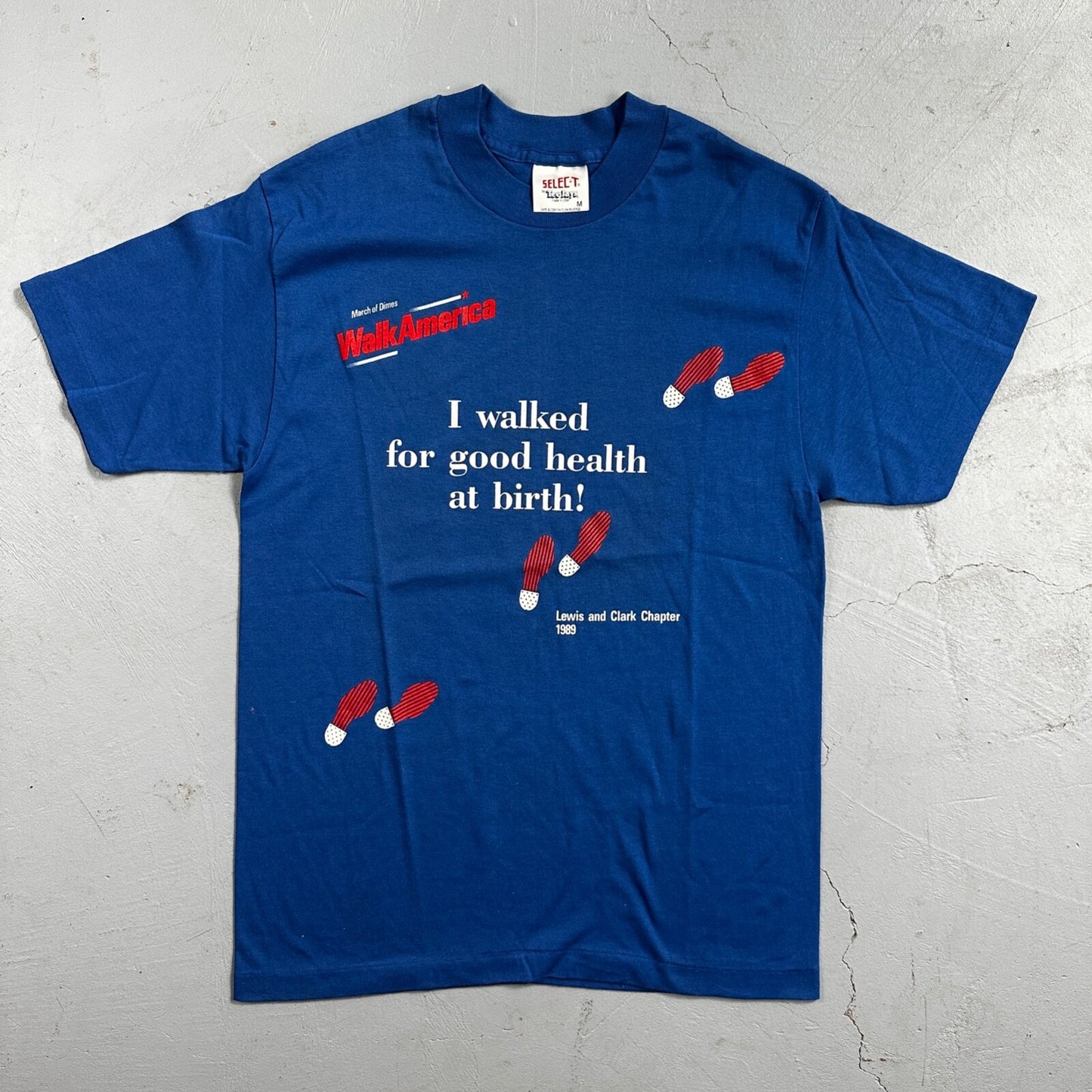 March Dimes Foot Print 80s VTG T Shirt 1989 Portland Oregon PDX Birth Baby Fun