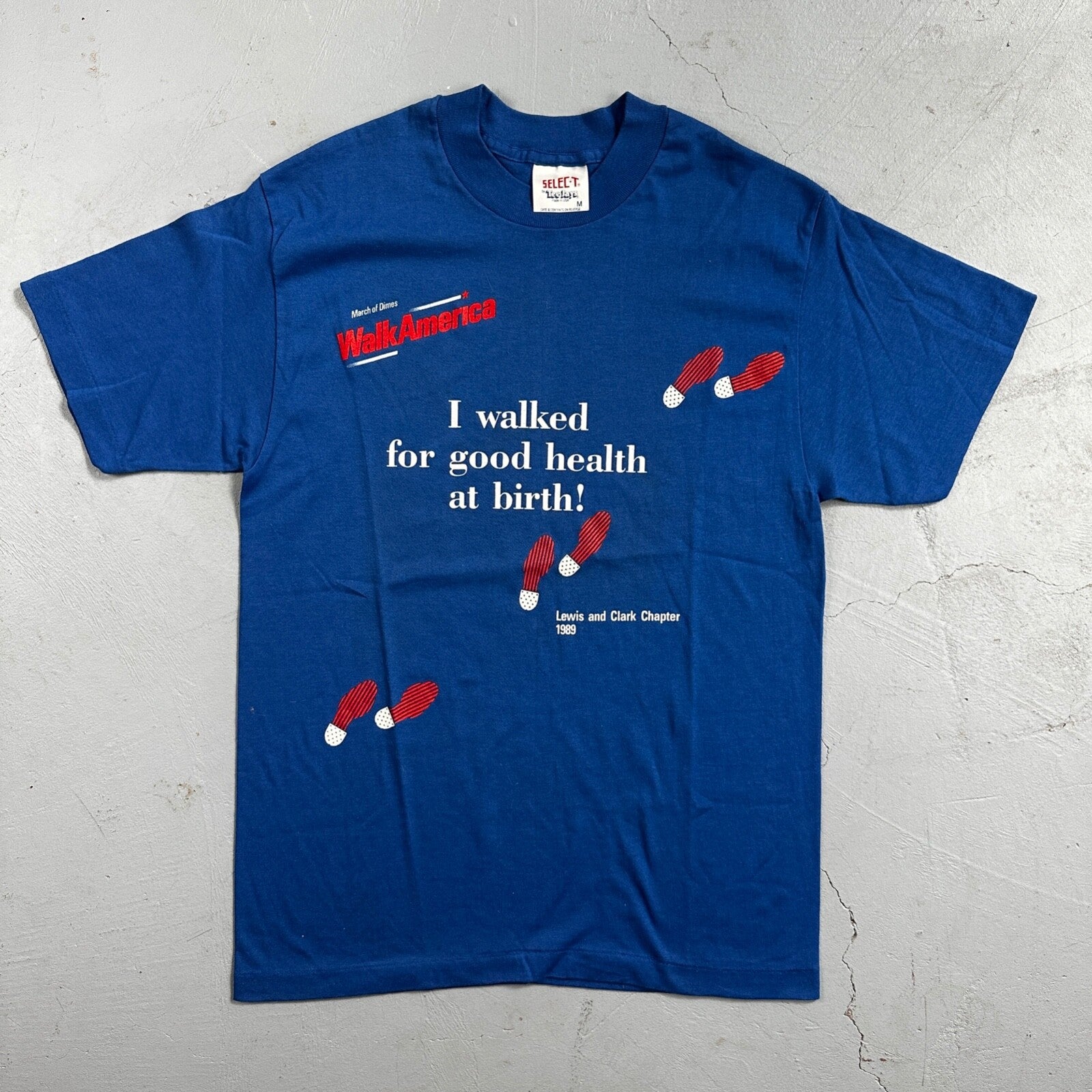 March Dimes Foot Print 80s VTG T Shirt 1989 Portland Oregon PDX Birth Baby Fun