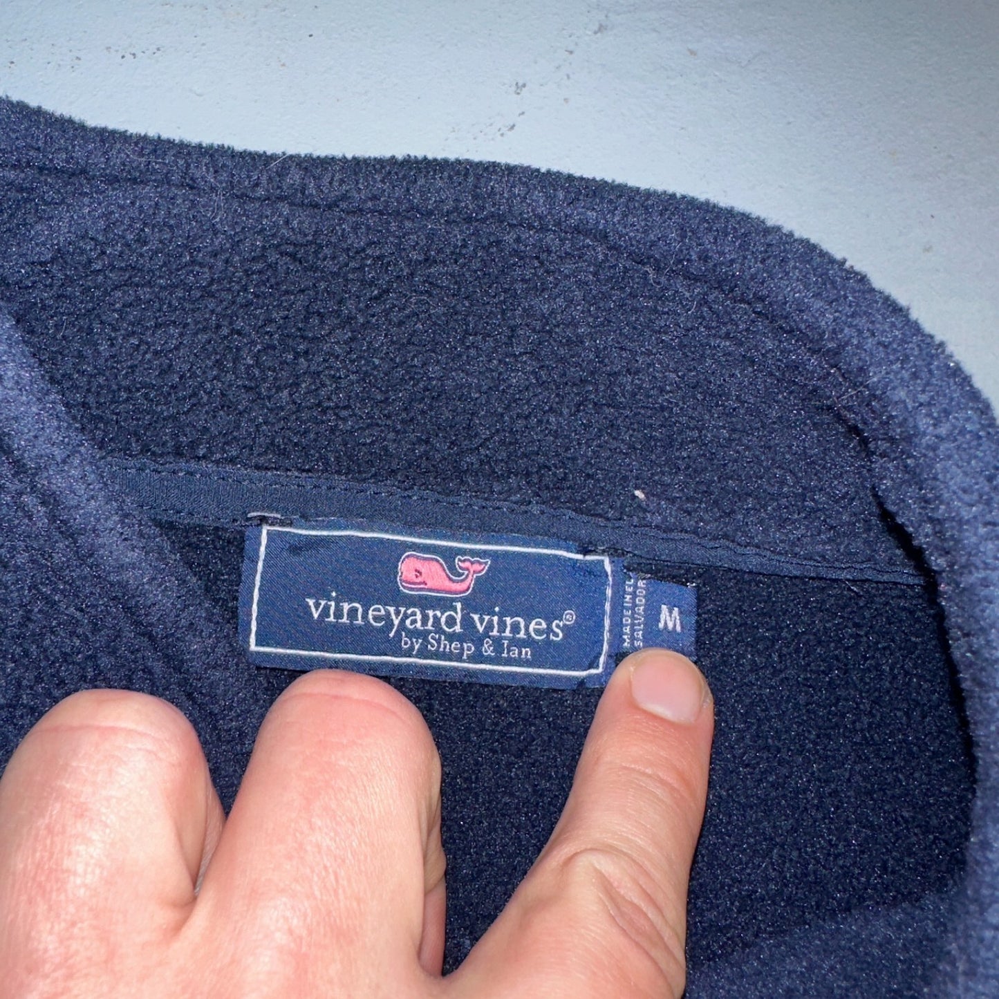 Vineyard Vines Vineyard Navy Quarter Zip Fleece Lined Mountain Sweater - Size M