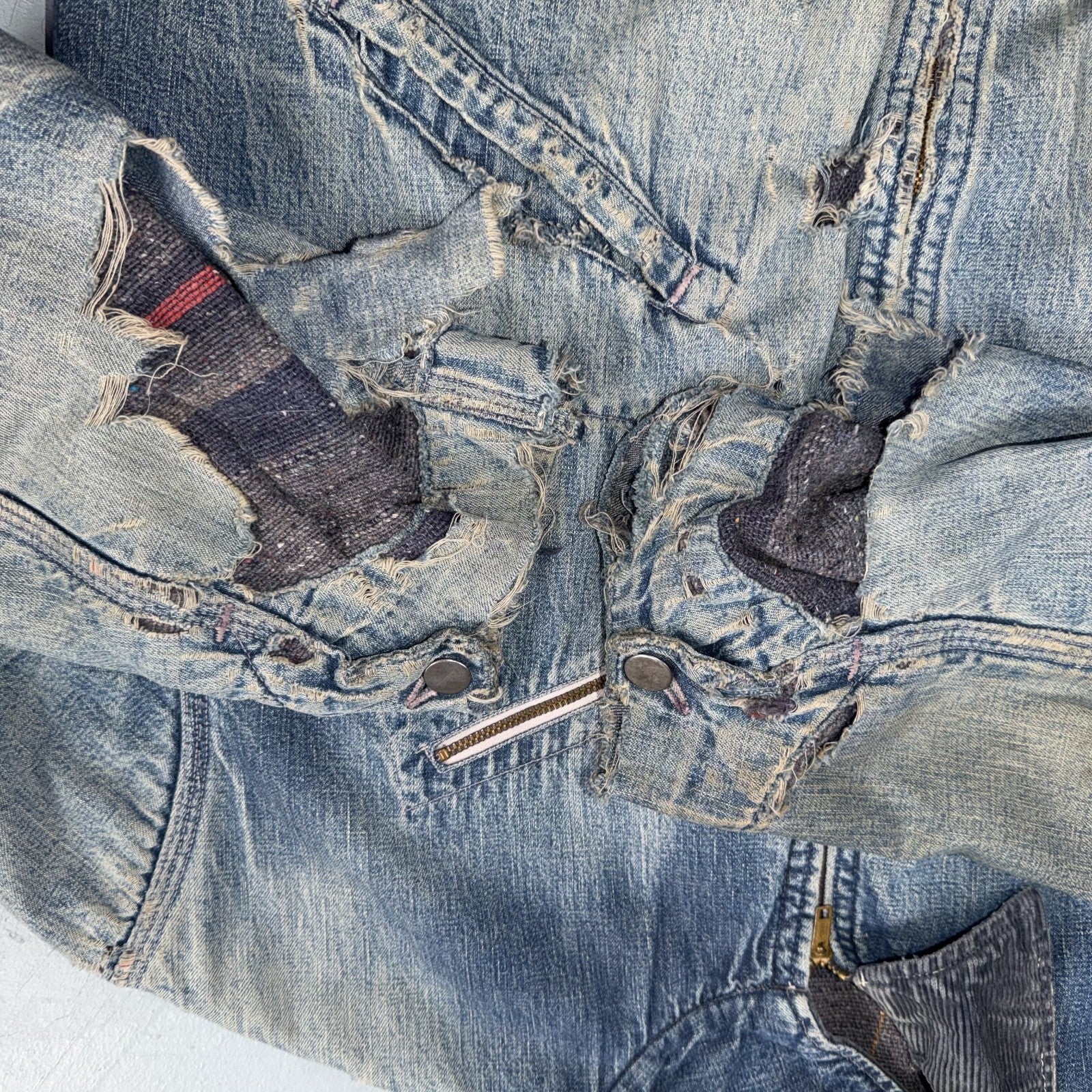 Vintage 50s 60s Hercules Blanket Lined Denim Bomber Jacket USA Coat Thrashed