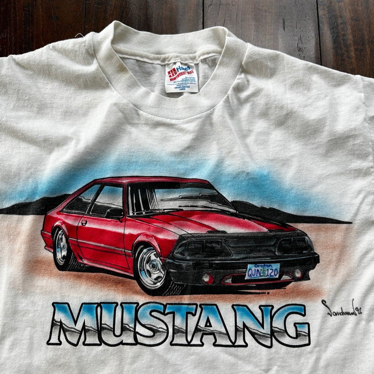 Mustang 80s Vintage T Shirt Oregon PDX Art Car Sports Racing American Muscle