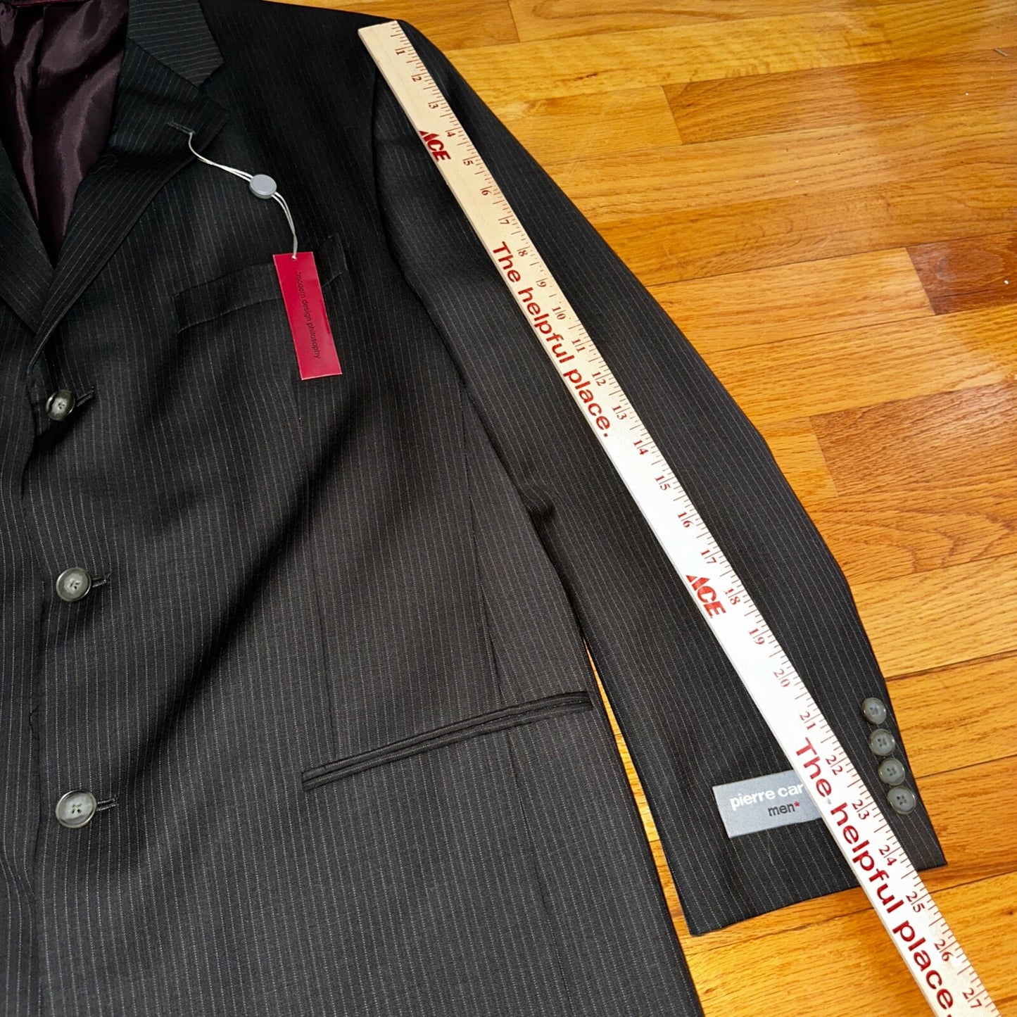 Pierre Cardin Paris 44R Black Blazer Suit Jacket Vintage High End Designer VTG