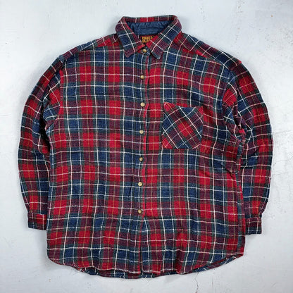 VTG 90s Faded Glory Womens Size L Plaid Long Sleeve Button Up Collar Shirt 1990s