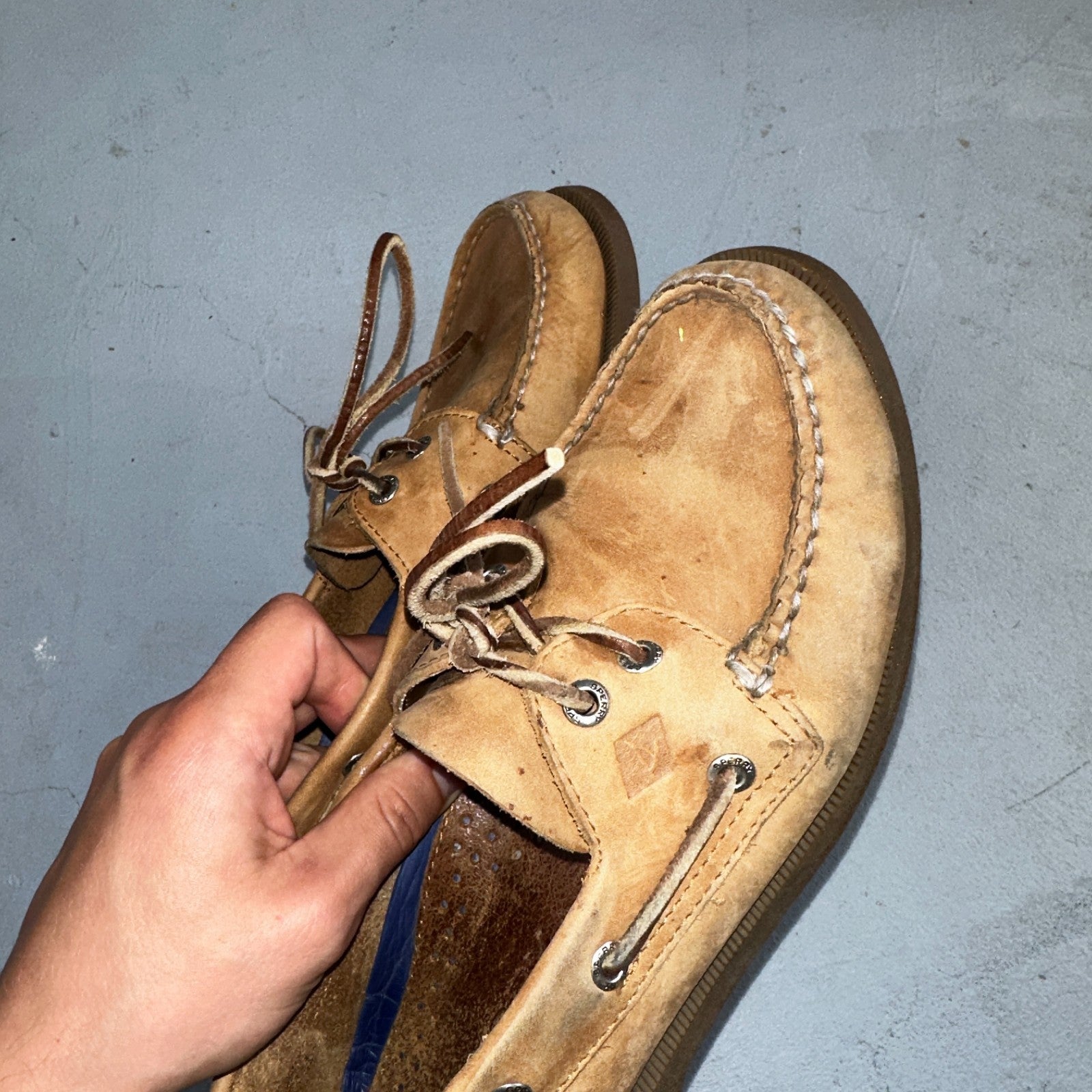 Sperry Top Sider Loafer 8.5 M Sahara 2-Eye Boat Shoes Tan Leather Men