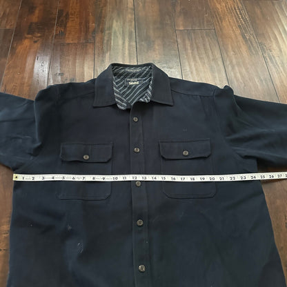 Levis Jacket Shirt Men L Blue Navy Button Up Flannel Lined Shacket Vtg