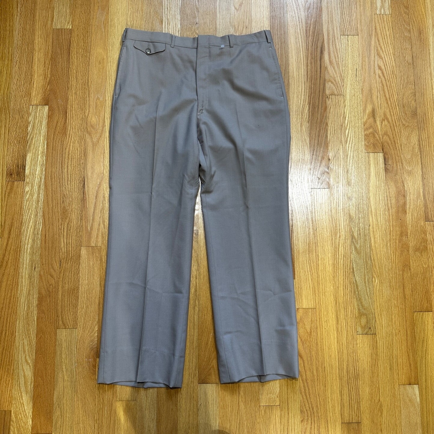 1960s Beige Sport Jacket VTG Mens Suit 44 36x29 Rockabilly Solid Tan Pants 60s