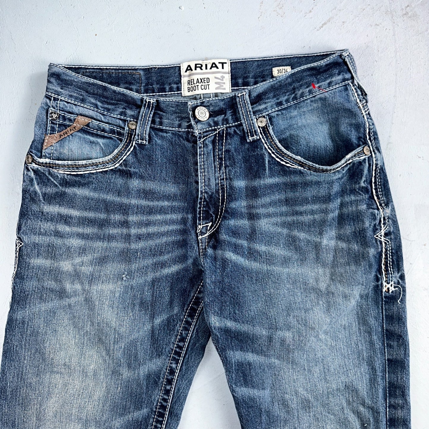 Ariat Jeans Mens 30 X 34 Blue Denim Rebar M4 Relaxed Boot Cut Workwear Country