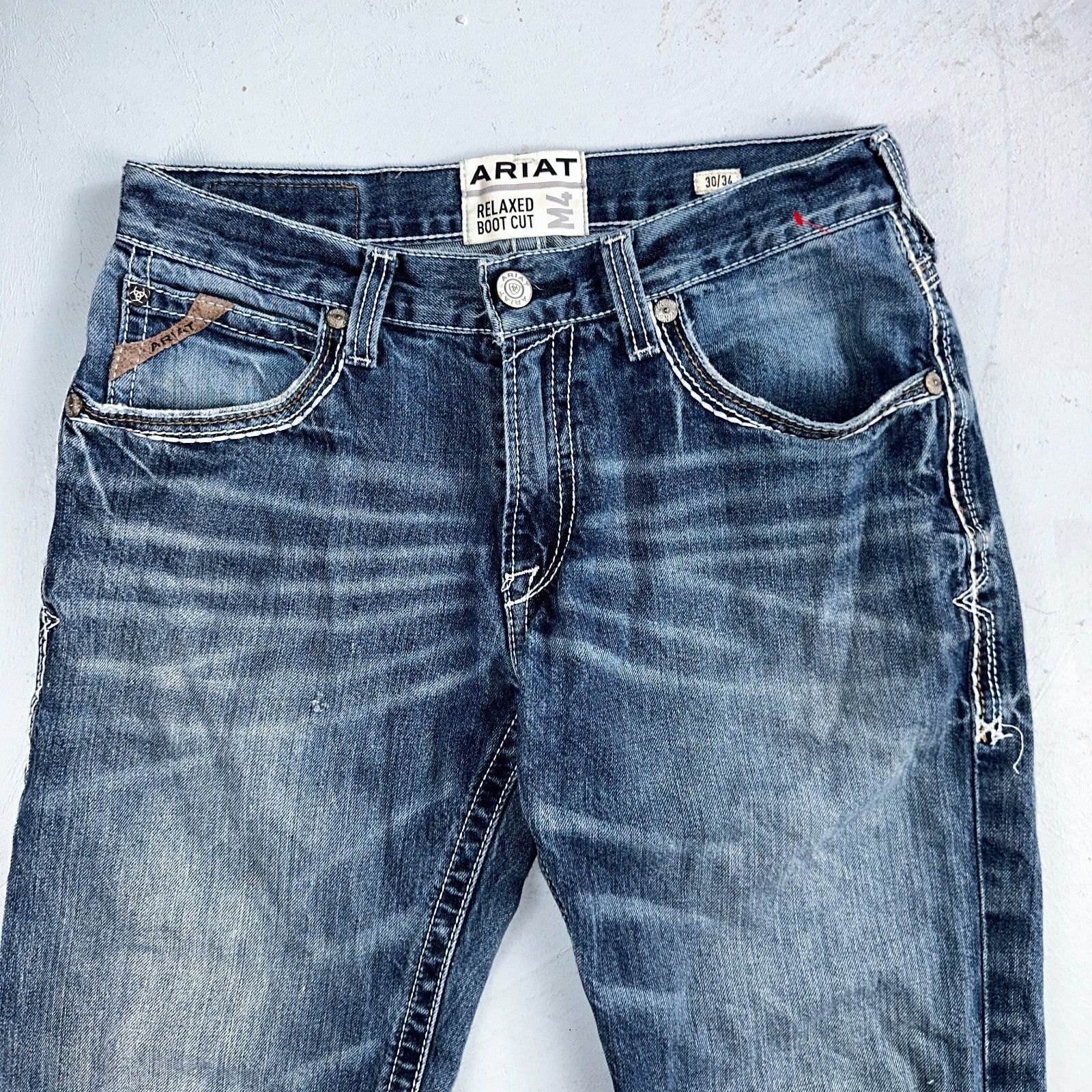 Ariat Jeans Mens 30 X 34 Blue Denim Rebar M4 Relaxed Boot Cut Workwear Country