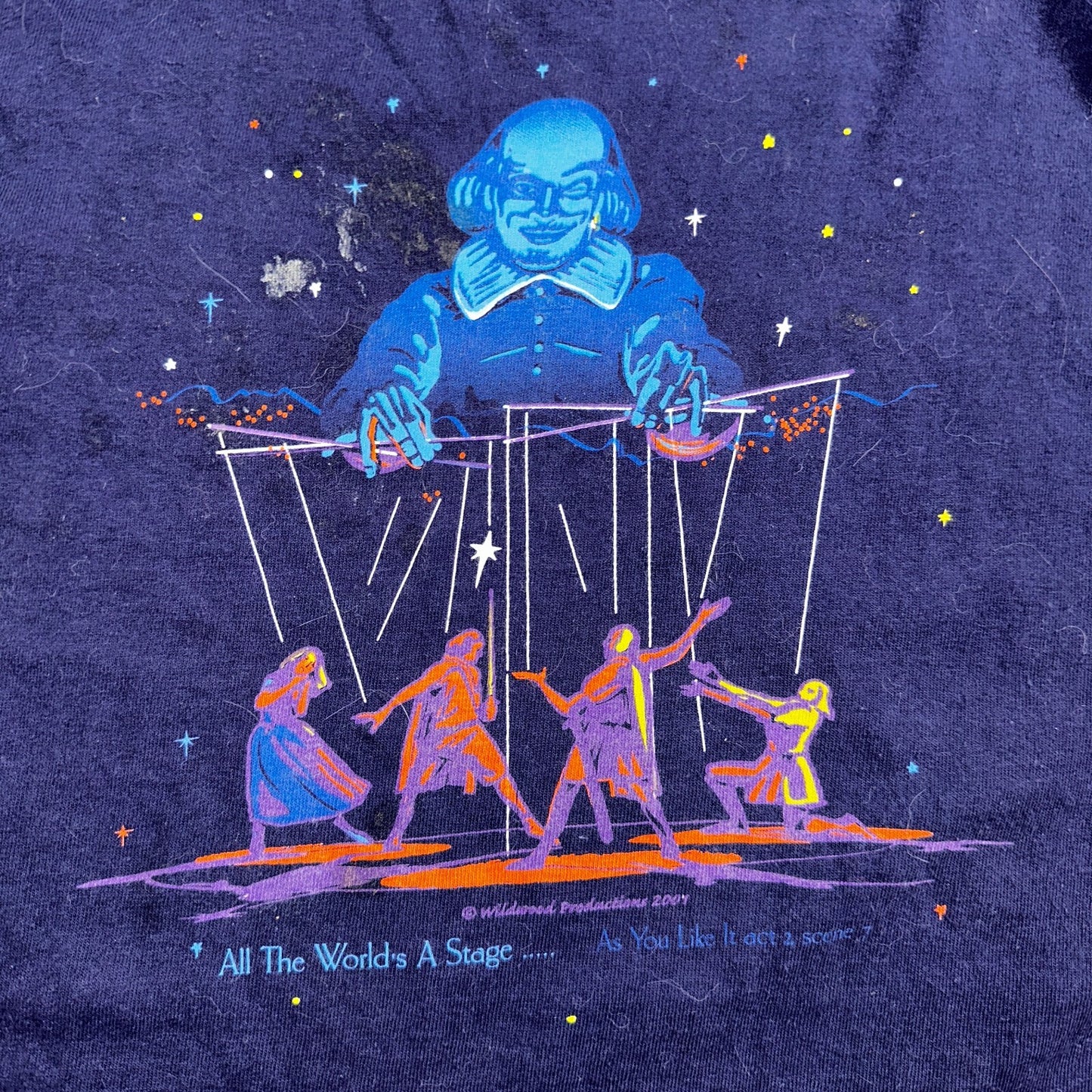 Shakespeare All The World A Stage VTG T Shirt Y2K Oregon Navy 2XL Play 2007