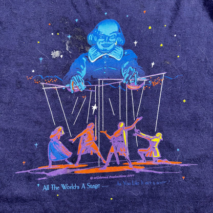 Shakespeare All The World A Stage VTG T Shirt Y2K Oregon Navy 2XL Play 2007