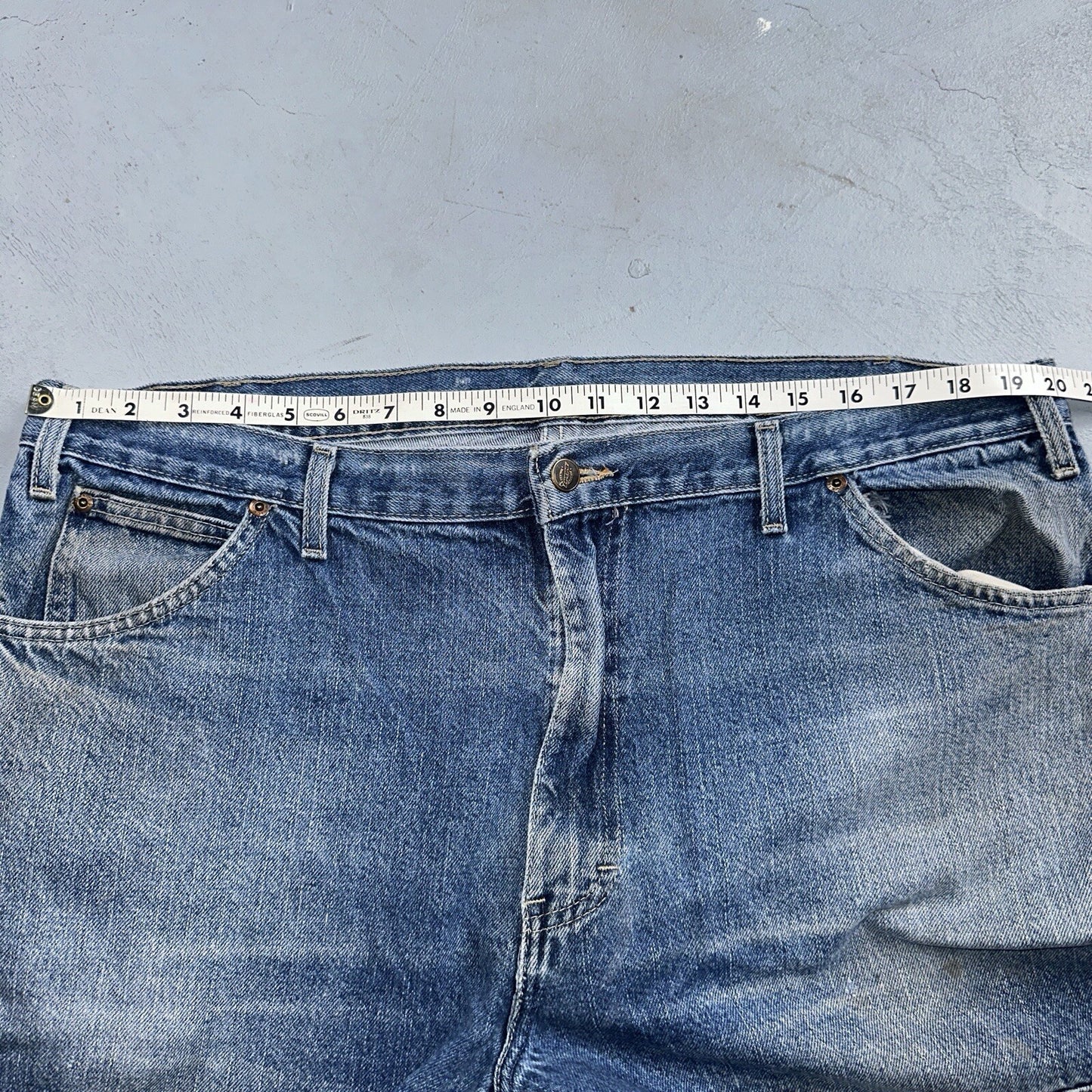 Dickies Double Knee Faded Blue Jeans 40x30  Work Wear Skate Baggy Y2K Wide Leg