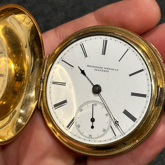 Rare 1882 Rockford Watch Co. Illinois Working Pocket Watch Hunter Case