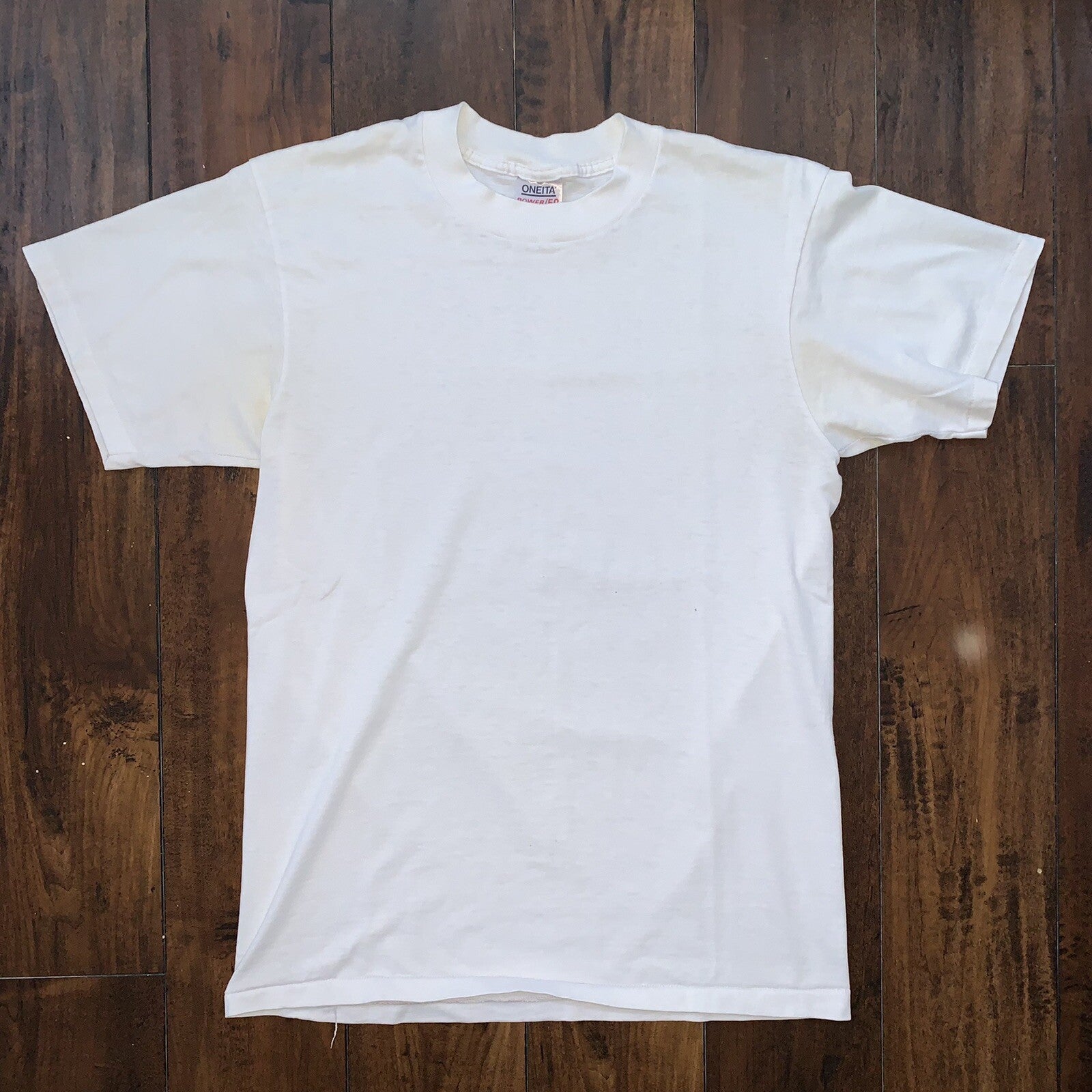 Oneita BLANK Vintage White T Shirt Mens 90s Essential Lot Rap Single Stitch Rare