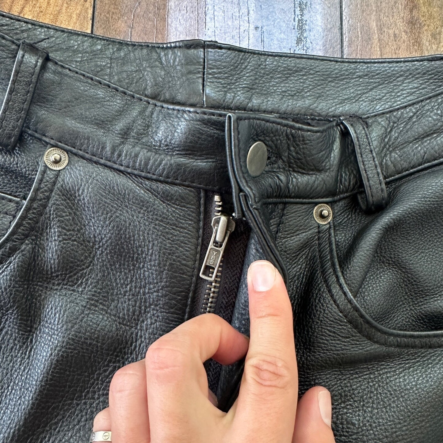 Vintage Wilsons Men's Lined Black Heavy Leather Pants Size 32 Act 30x29 Biker