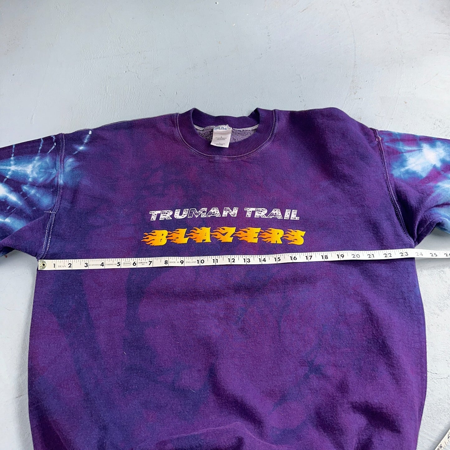 Truman Trail Blazers VTG Y2K Tye Dye Pullover Sweatshirt Crew Purple Portland