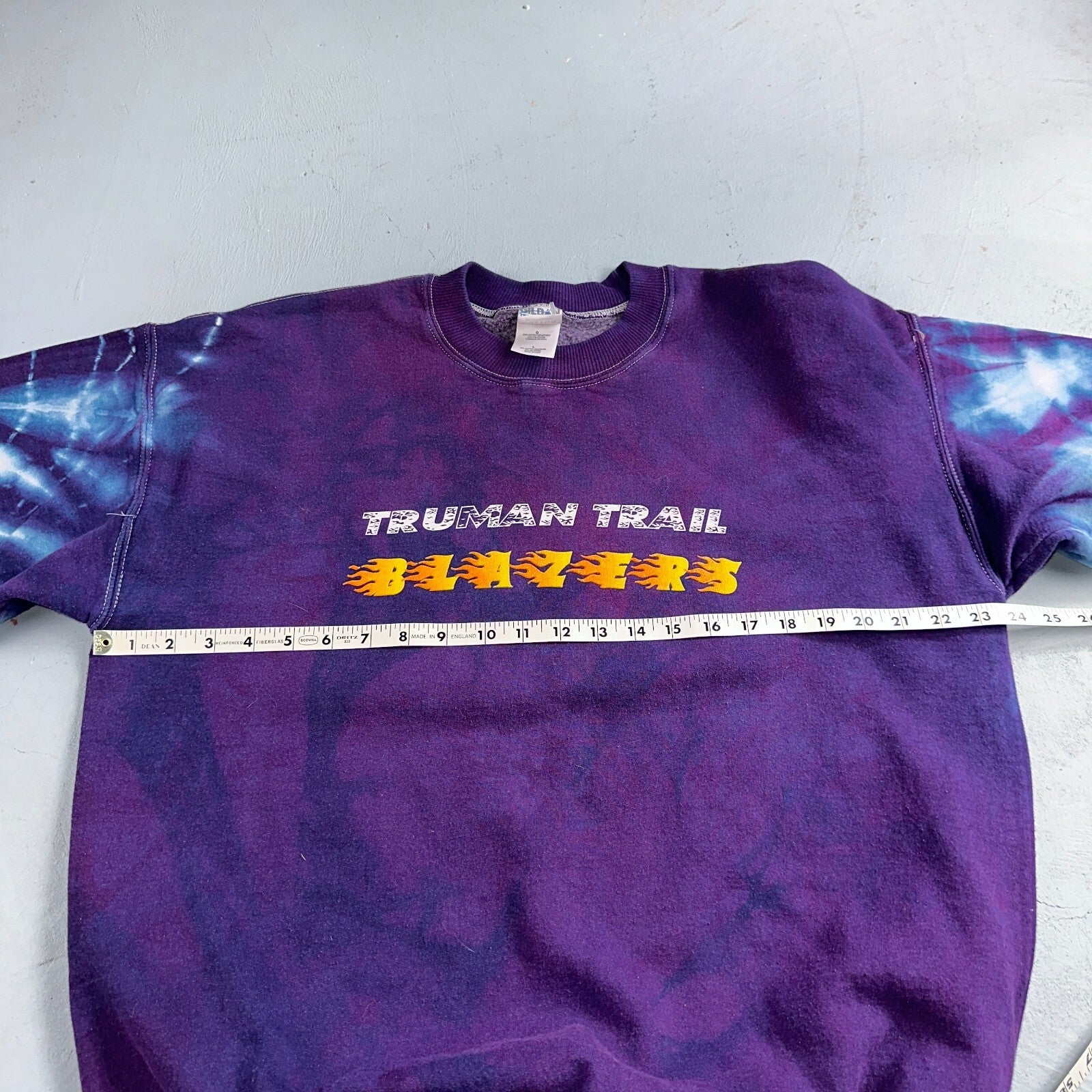 Truman Trail Blazers VTG Y2K Tye Dye Pullover Sweatshirt Crew Purple Portland