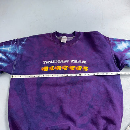 Truman Trail Blazers VTG Y2K Tye Dye Pullover Sweatshirt Crew Purple Portland