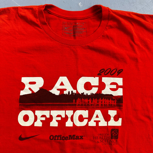 Nike Race Official Red Y2K VTG T Shirt 2009 Office Max Portland Coast Relays