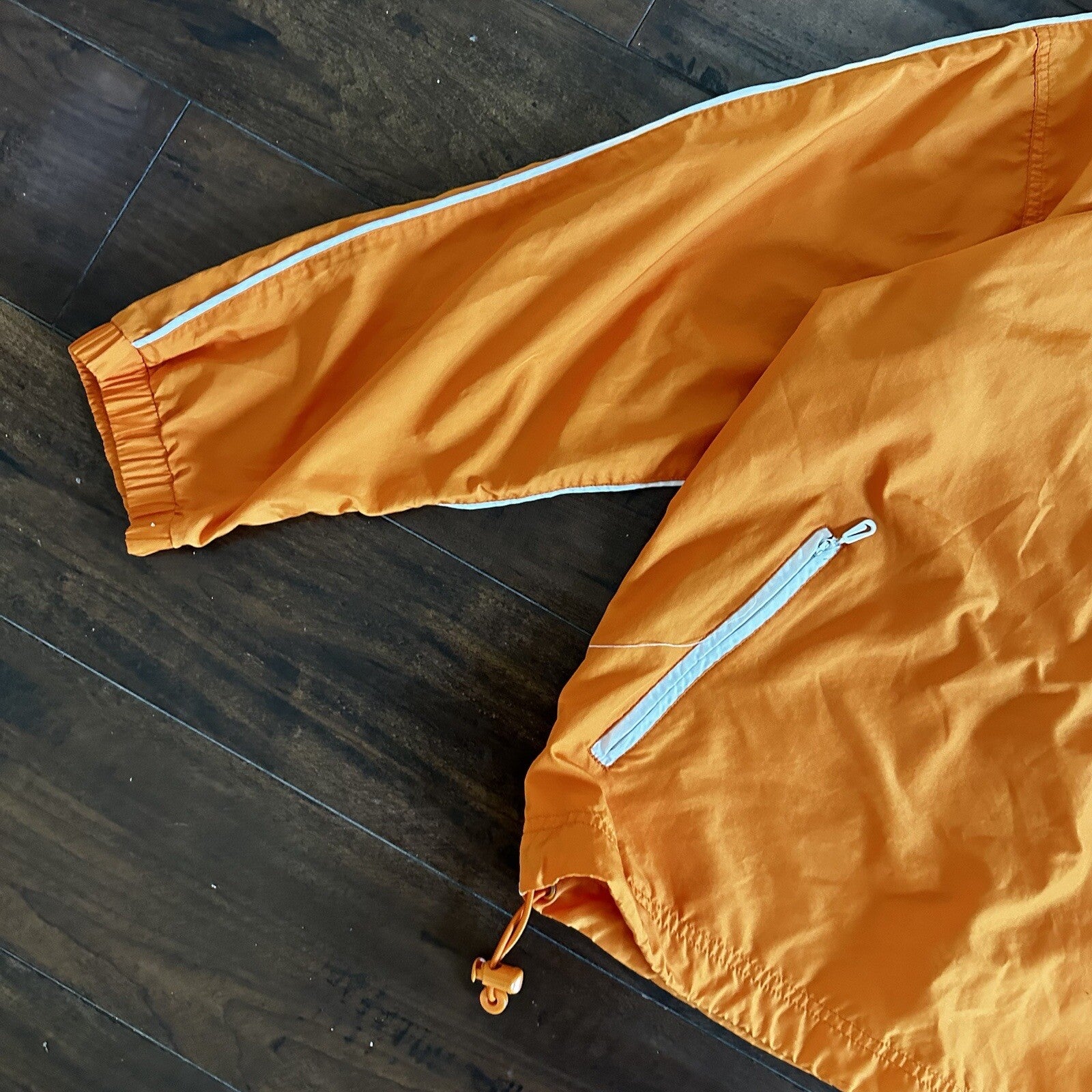 Vintage Nike Womens S 90s Windbreaker Center Swoosh Orange Anorak Coat Jacket