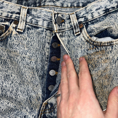 Levis 501 Vintage 80s USA XX Straight Leg Jeans Blue Acid Wash 30x34 Act 28x32
