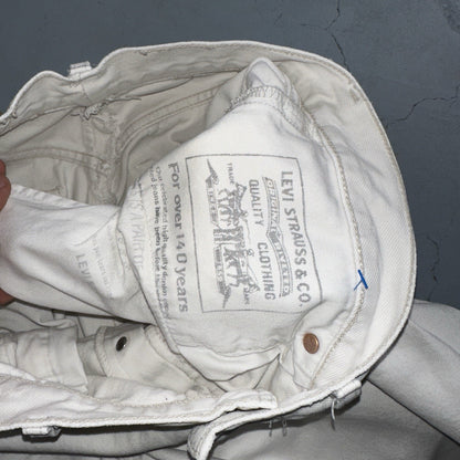 Levis 501 Vintage 90s XX Straight Jeans White Bleached 36x36 Act 30x28 Altered