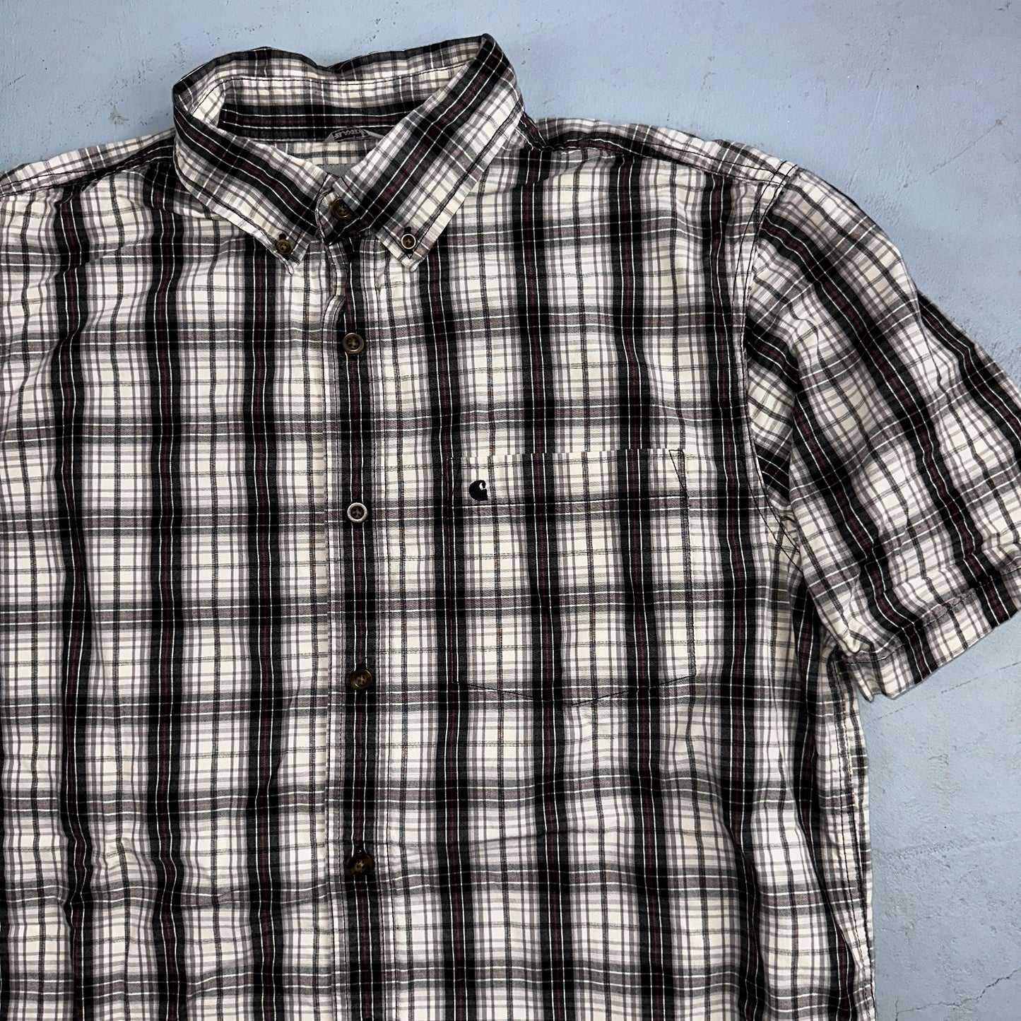 Carhartt Men's Shirt Essential Plaid Button Down Short Sleeve 101552 001 Sz L