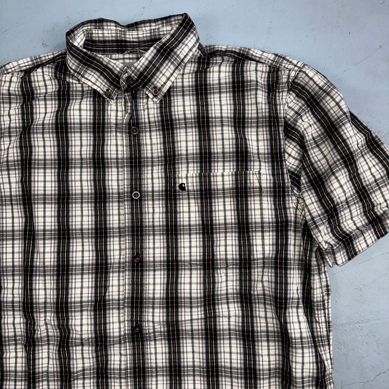Carhartt Men's Shirt Essential Plaid Button Down Short Sleeve 101552 001 Sz L