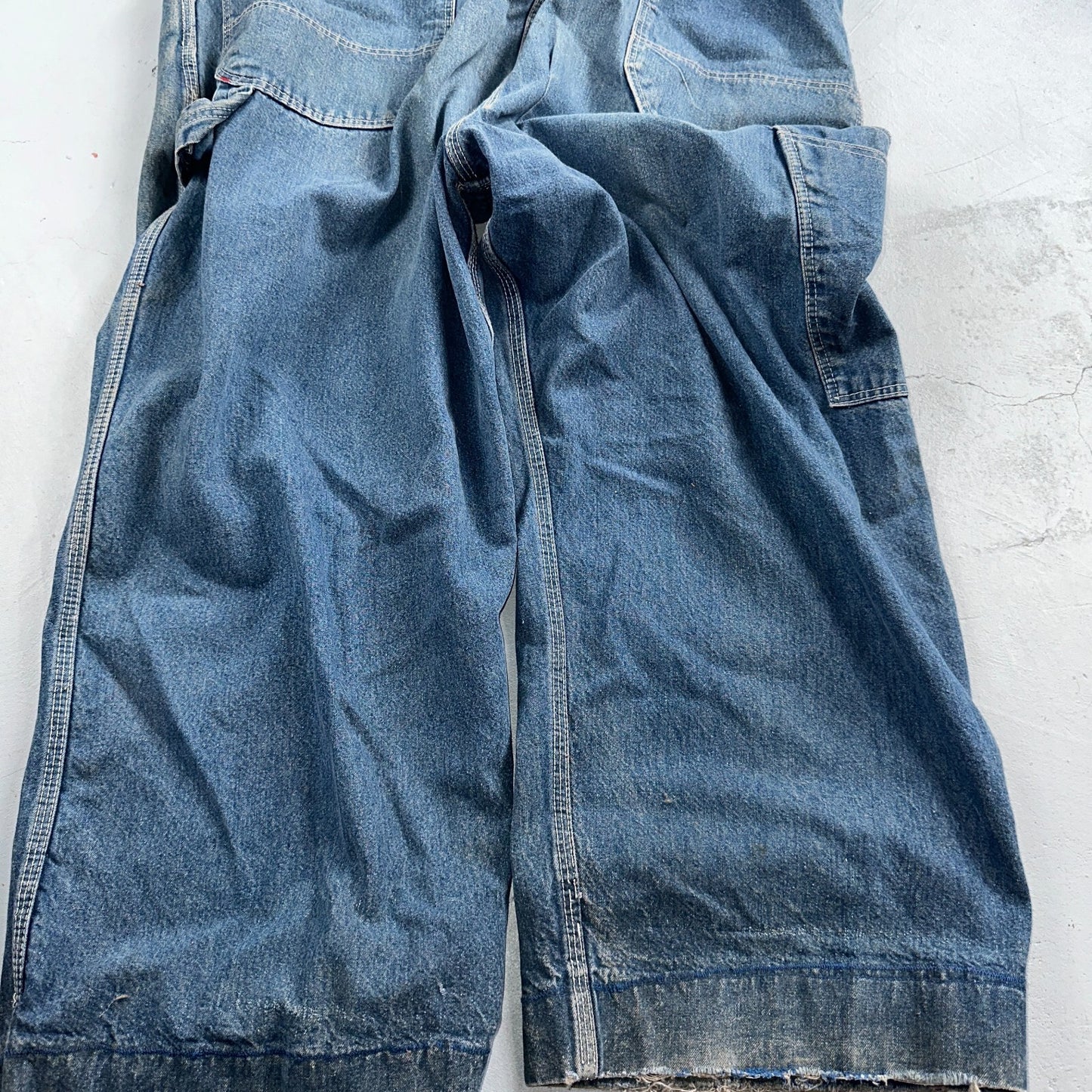 Dickies Vintage 70s Denim Bib Overalls 44x32 Carpenter Indigo Blue Workwear USED