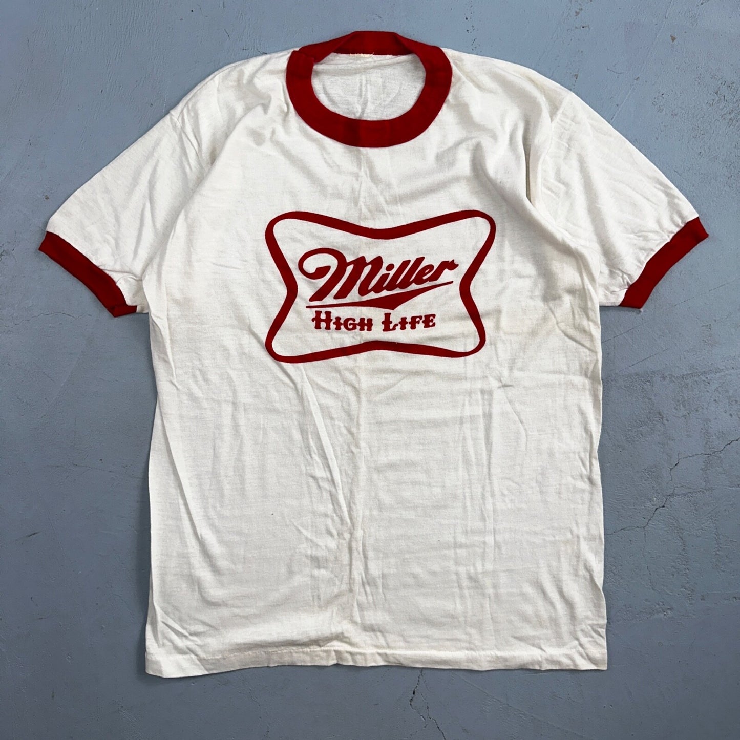 Miller High Life Ringer 80s Promo VTG T Shirt Rare Graphic Single Stitch Beer