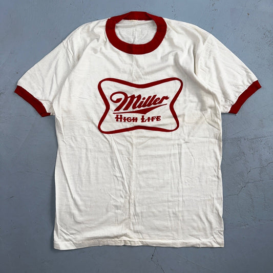 Miller High Life Ringer 80s Promo VTG T Shirt Rare Graphic Single Stitch Beer