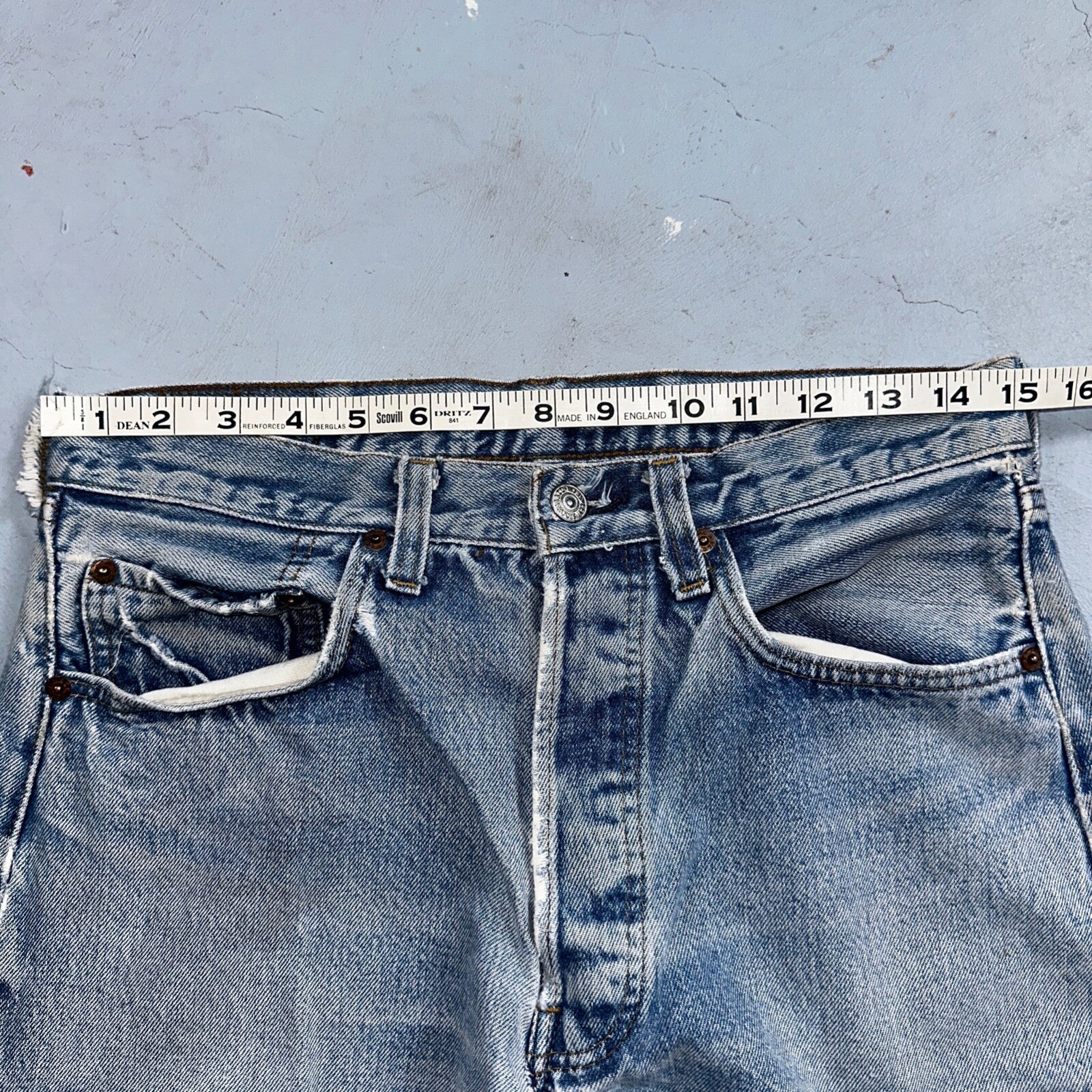 Levis 501 Vintage 80s Redline Selvedge USA XX Jeans Thrashed Light Act 30x33