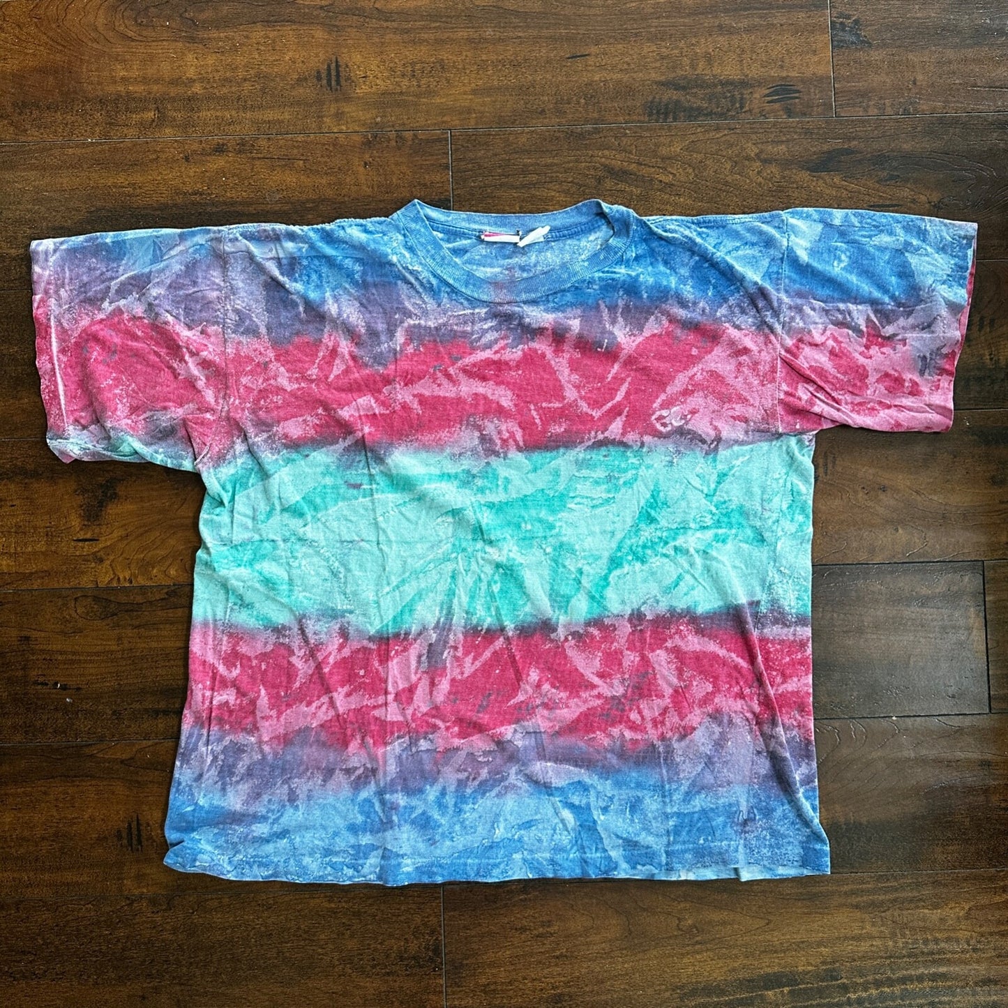 Tie Dye Vintage T Shirt Green Blue Red Crazy Rap Grateful Dead Stoner Boxy