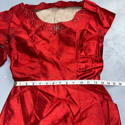 Real Vintage 1940s Lorayne Original Long Red Top Button Down Dress Women's 40s
