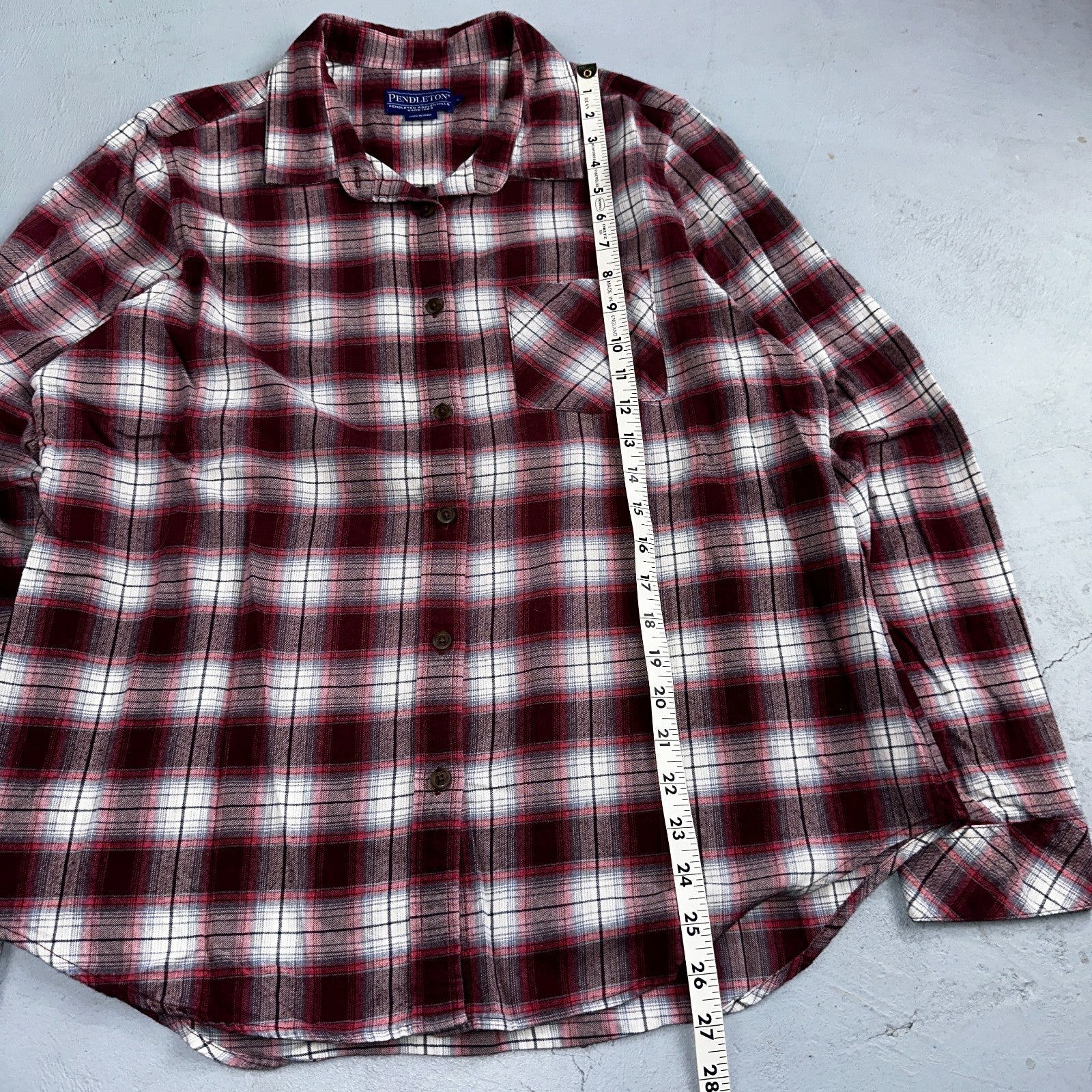 Women’s Pendleton Flannel Shirt Button Up Plaid Magenta Black 90s Punk Grunge XL