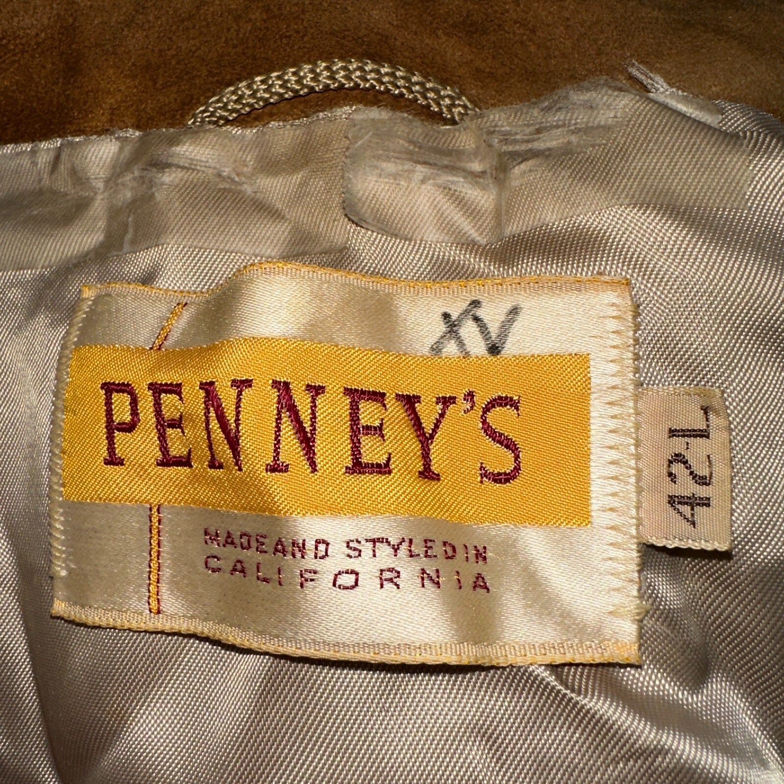 Vintage 50s Pennys Men’s 42L Brown Suede Leather Western Coat Blazer Chore 1950s