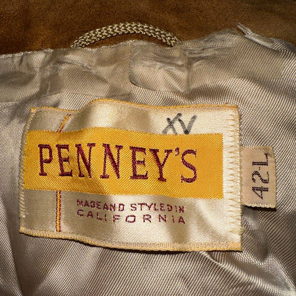 Vintage 50s Pennys Men’s 42L Brown Suede Leather Western Coat Blazer Chore 1950s