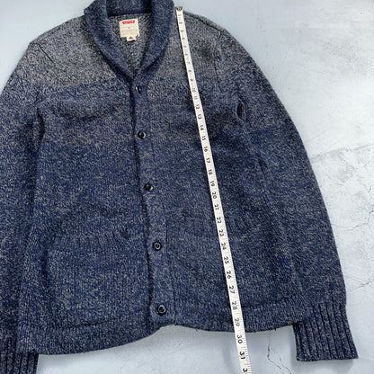Levis Women's M Woolmark Blend Knit Blue Long Sleeve Button Up Sweater VTG