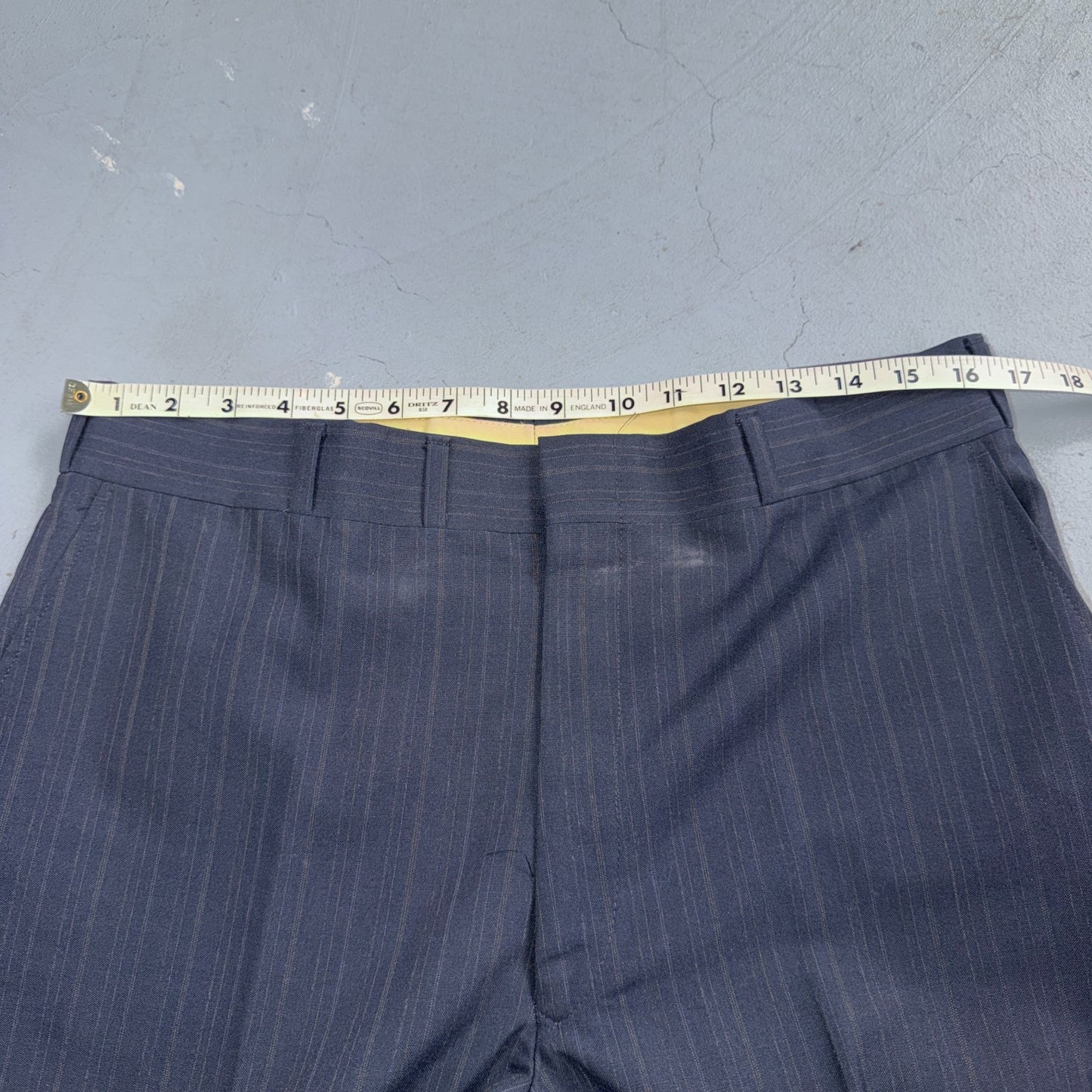 VTG Mens 2 PC Suit 42 Jacket Coat Pants Blue Striped USA Golden Lancer 80s Wool