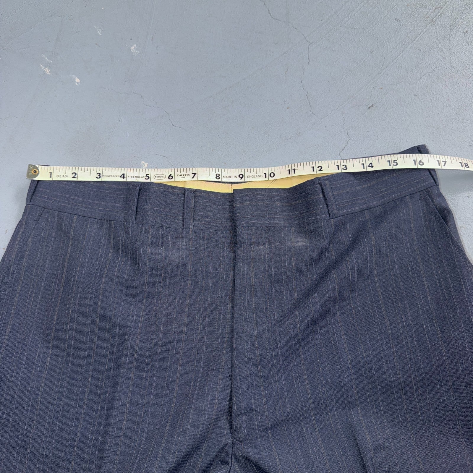 VTG Mens 2 PC Suit 42 Jacket Coat Pants Blue Striped USA Golden Lancer 80s Wool