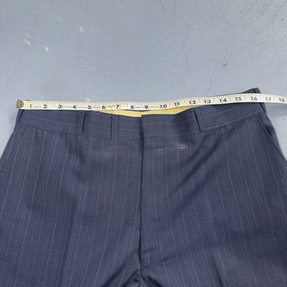 VTG Mens 2 PC Suit 42 Jacket Coat Pants Blue Striped USA Golden Lancer 80s Wool