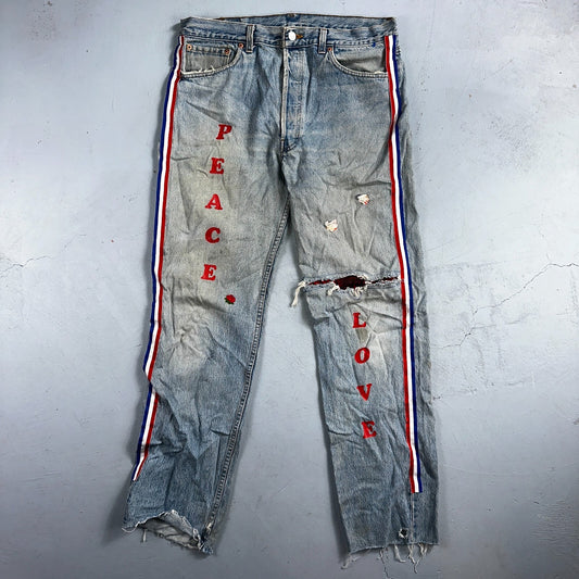 Levis 501 Vintage 90s USA XX Straight Leg Jeans Blue Custom Love 36x34 Act 33x32